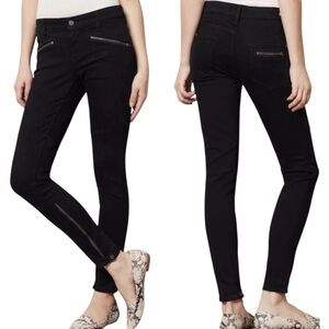 Pilcro And The Letterpress Black Serif Moto Zipper Mid-rise Skinny Jeans Size 27